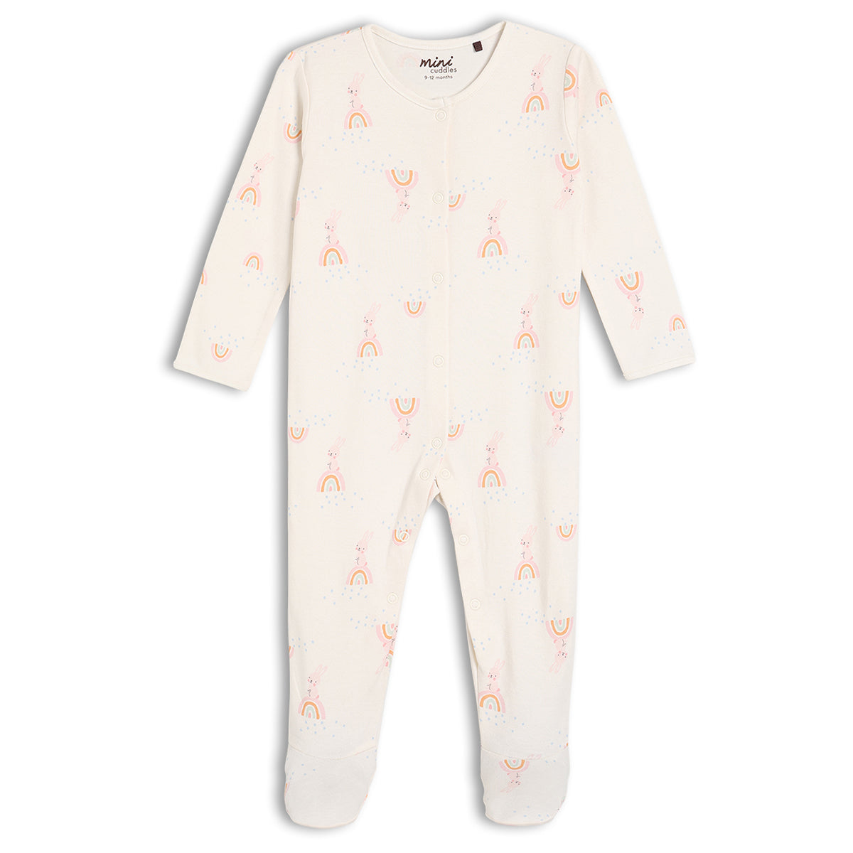 Baby Girls 2pk Rainbow Printed Sleepsuits, Multicolour