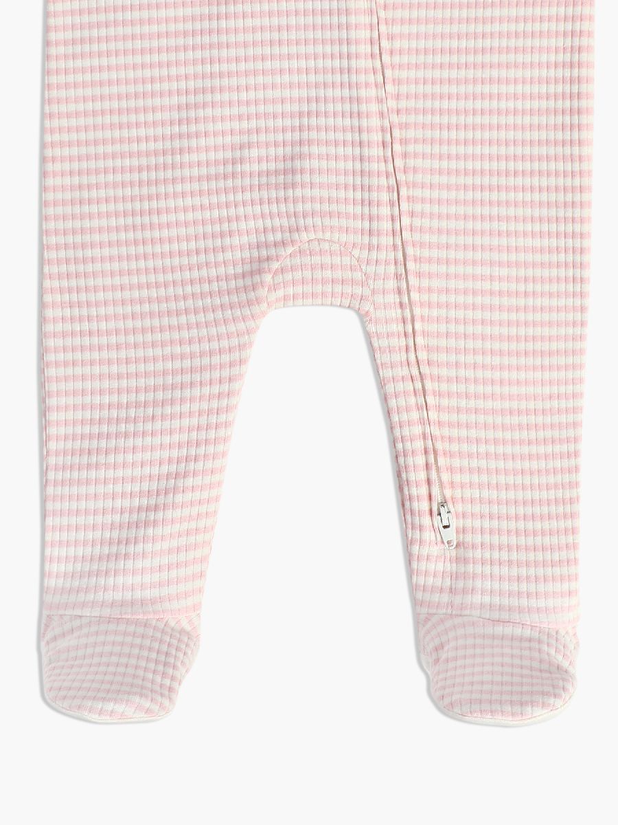 Baby Girls Striped Sleepsuit, Pink