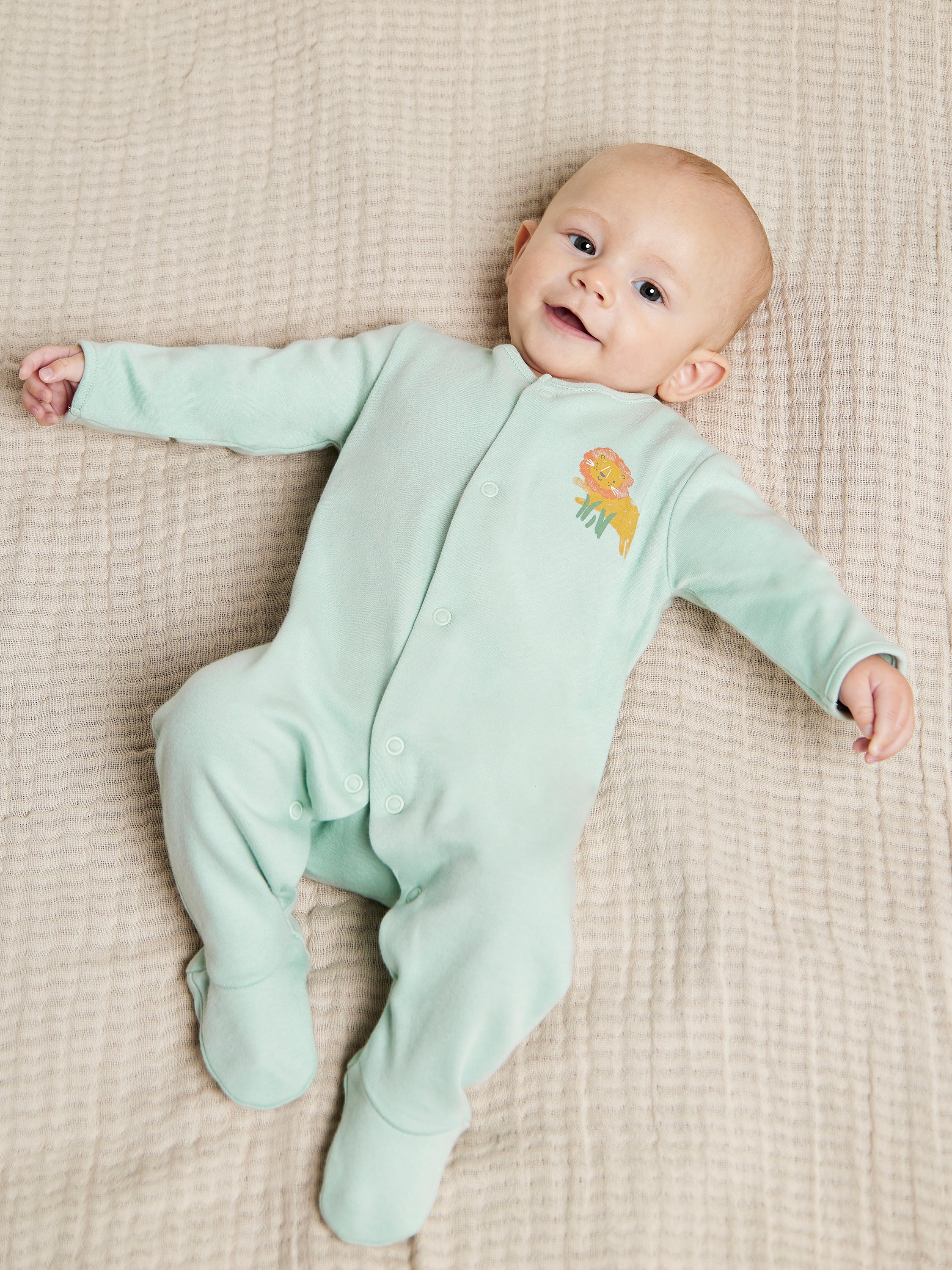 Baby Unisex 2pk Animal Printed Sleepsuits, Multicolour