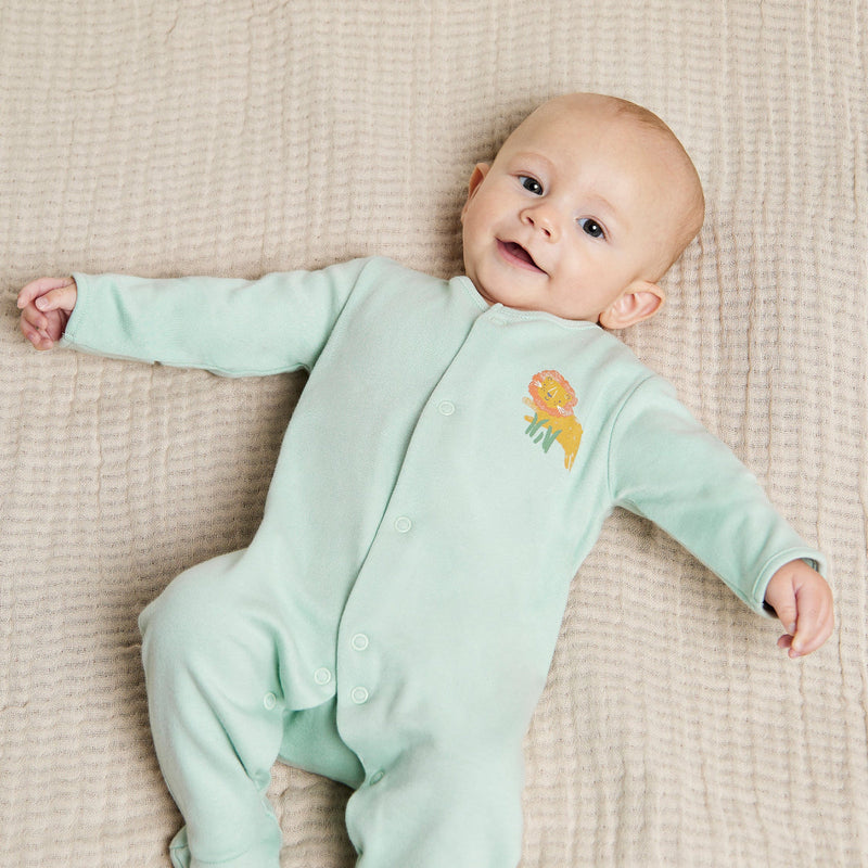 Animal-Print Sleepsuits (White & Blue), 2 Pack