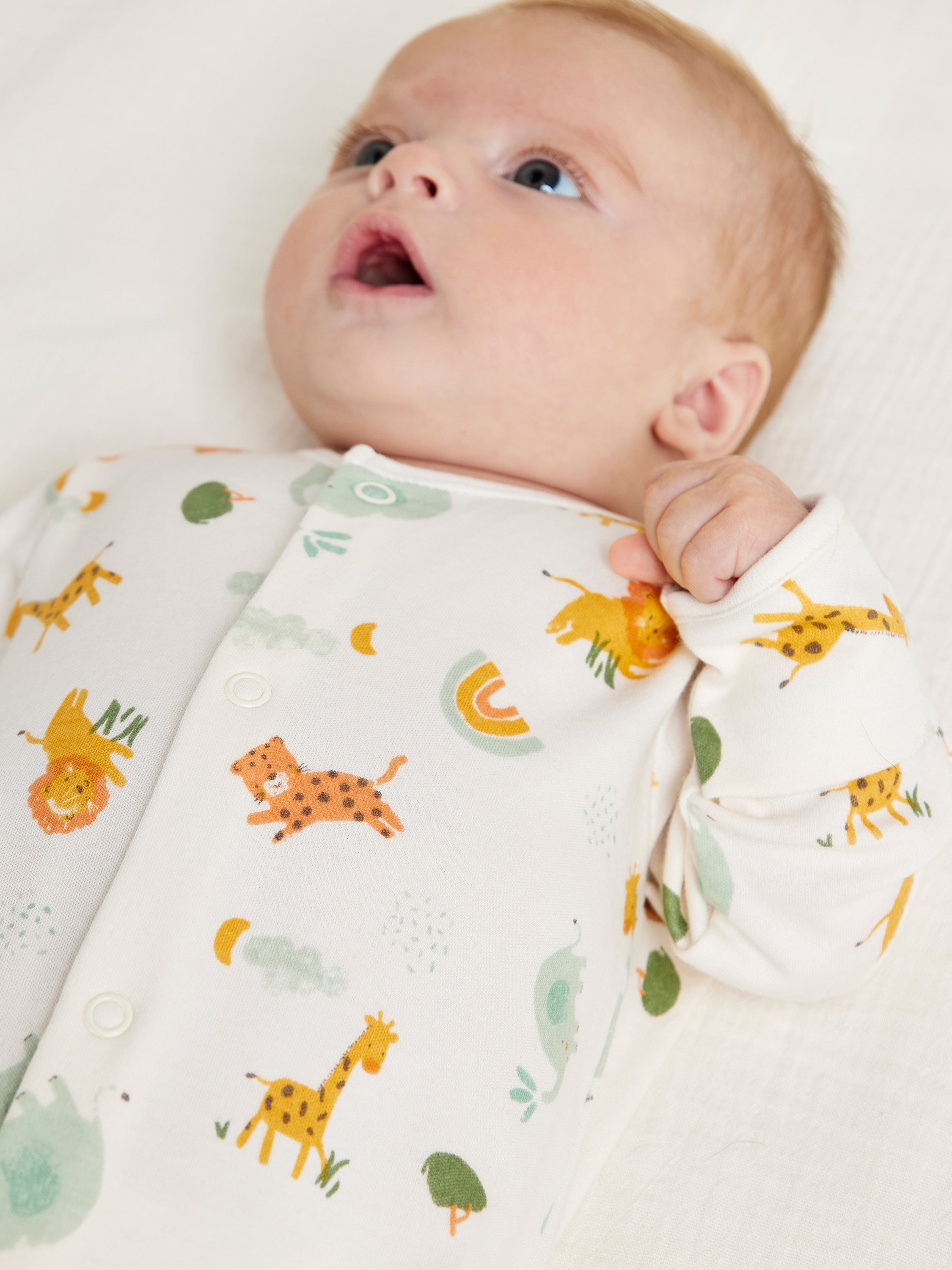 Baby Unisex 2pk Animal Printed Sleepsuits, Multicolour