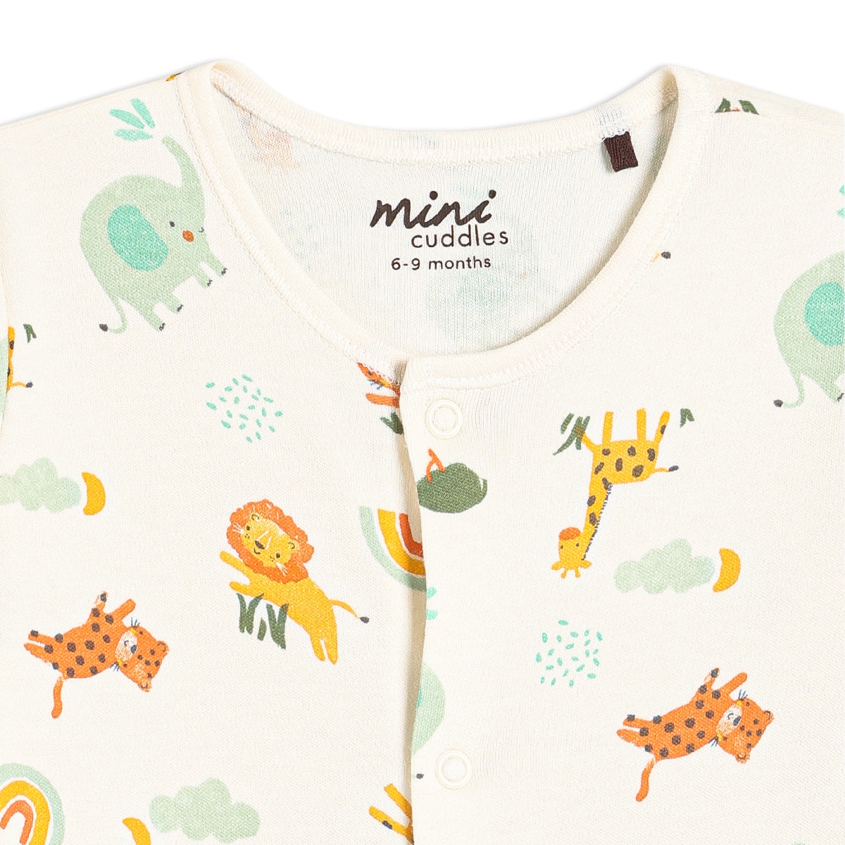 Baby Unisex 2pk Animal Printed Sleepsuits, Multicolour
