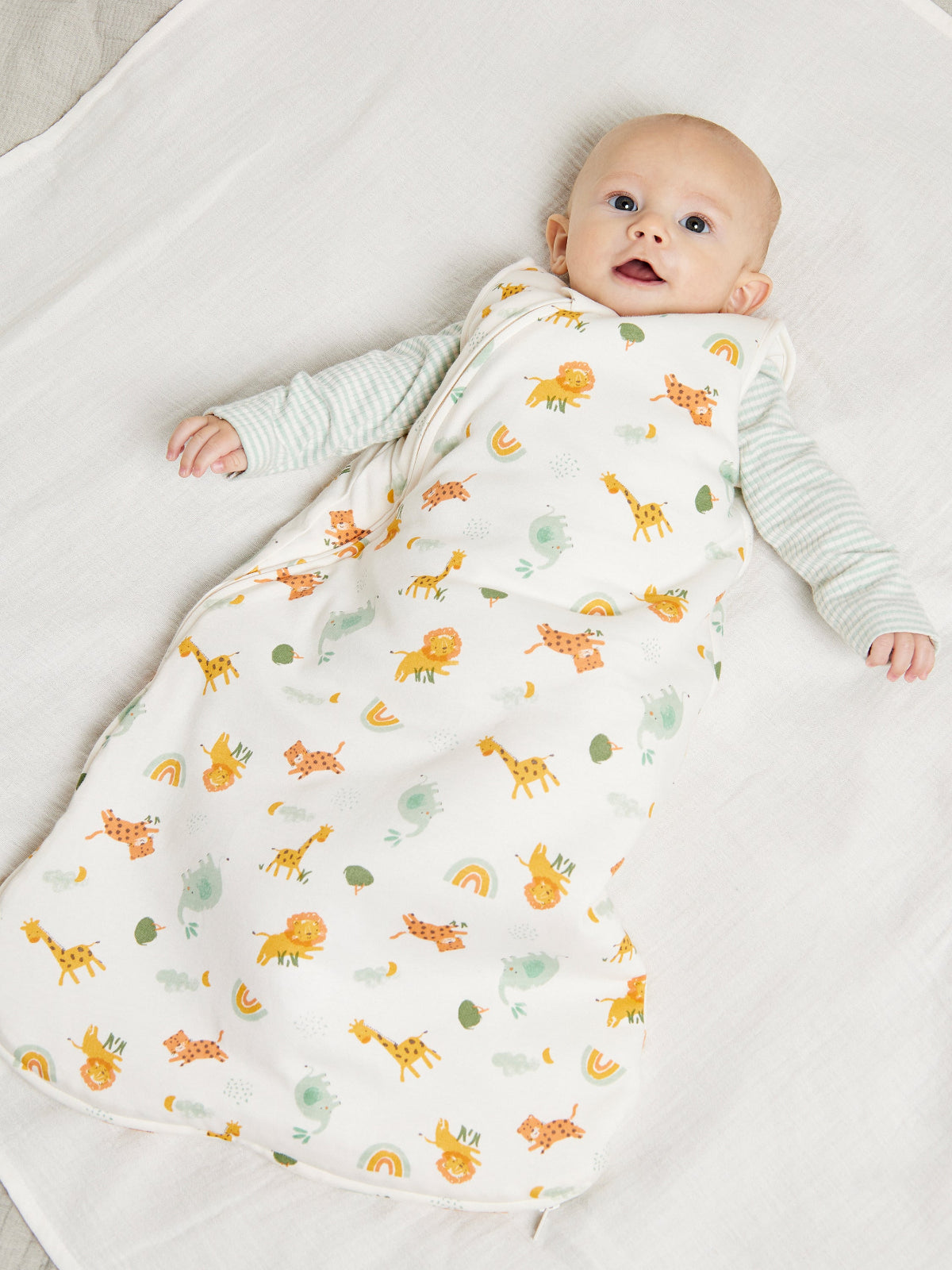 Baby Unisex Animal Printed Sleeping Bag, White