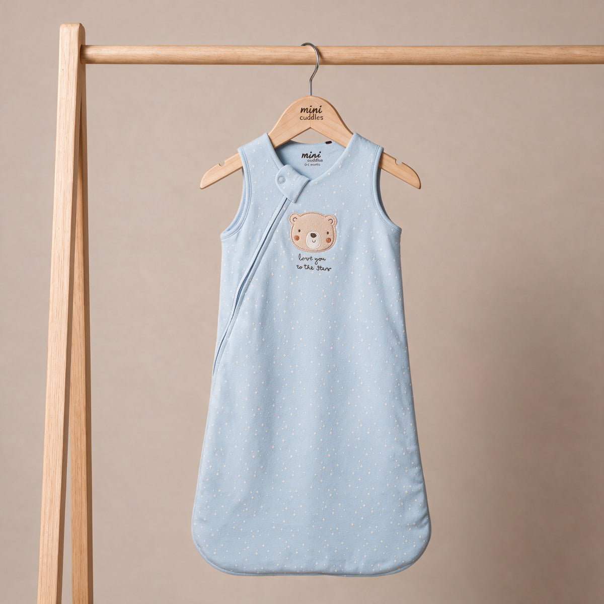 Teddy-Embroidered Sleep Bag (Blue)