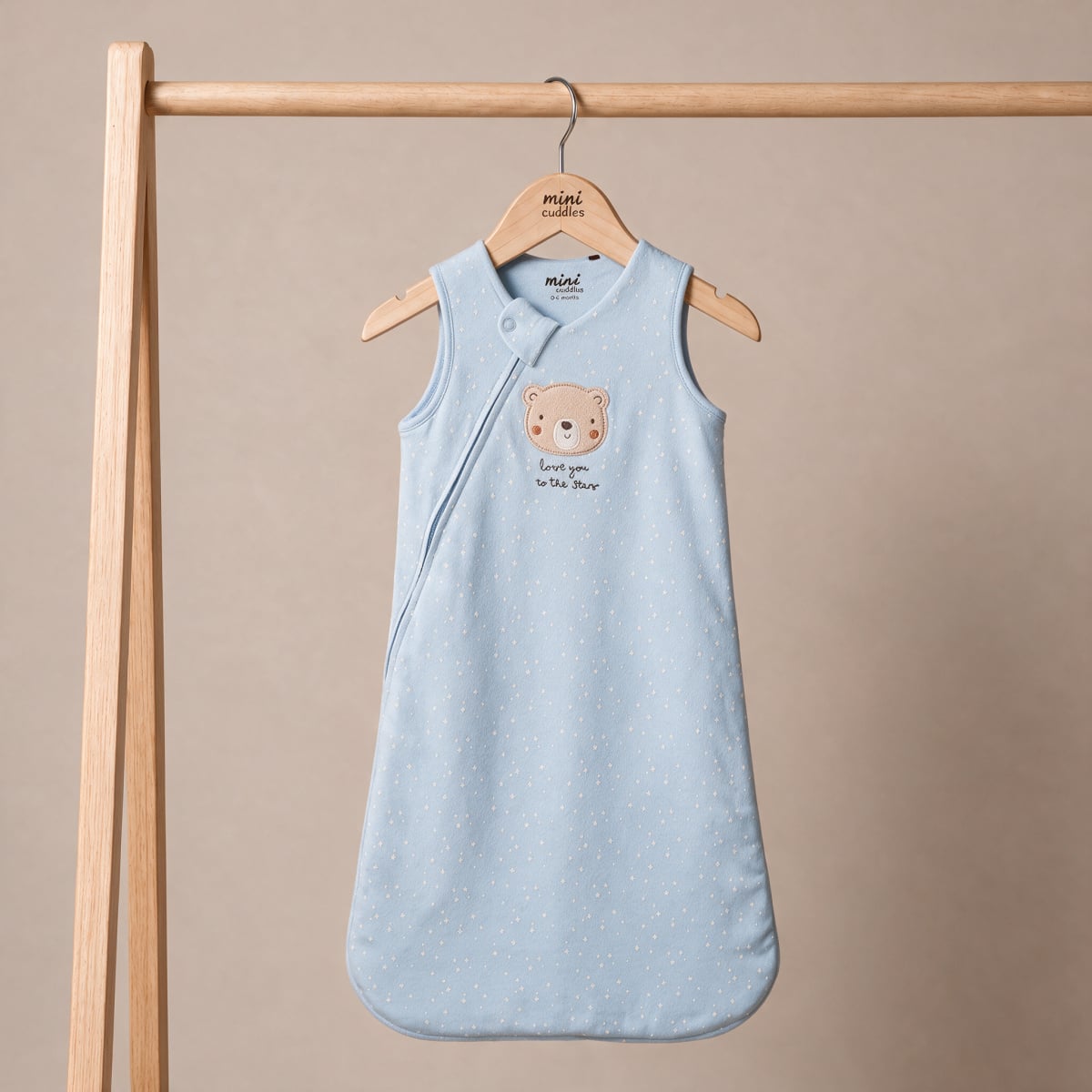 Teddy-Embroidered Sleep Bag (Blue)