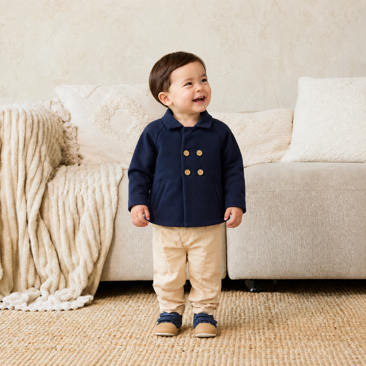 Baby Boys Solid Jacket, Navy Blue
