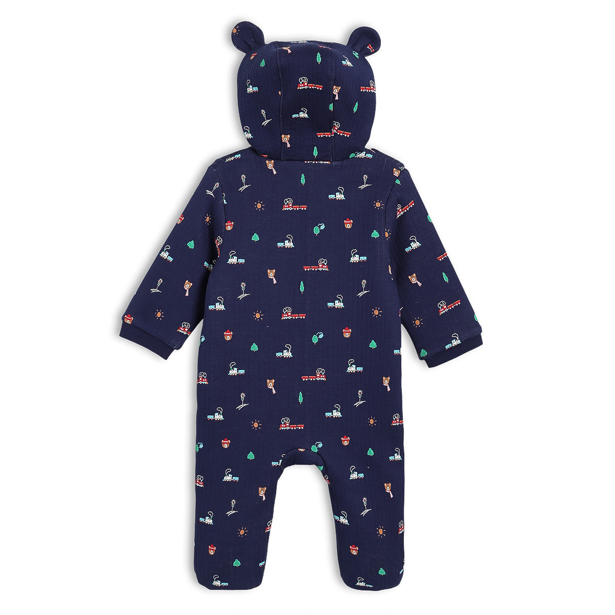 Baby Boys Novelty Printed Hooded Pram Suit, Navy Blue