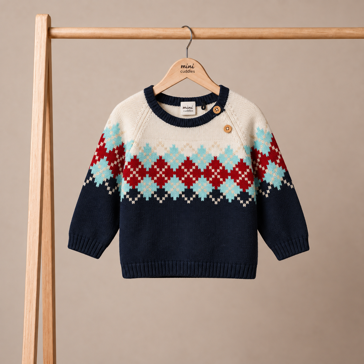 Baby Boys Argyle Knitted Jumper, Multicolour