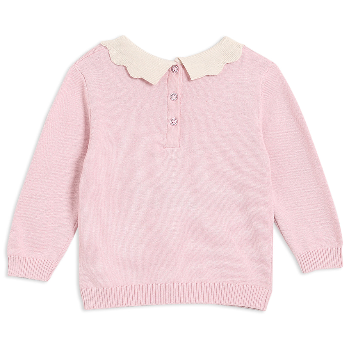 Baby Girls Knitted Jumper with Collar, Pink