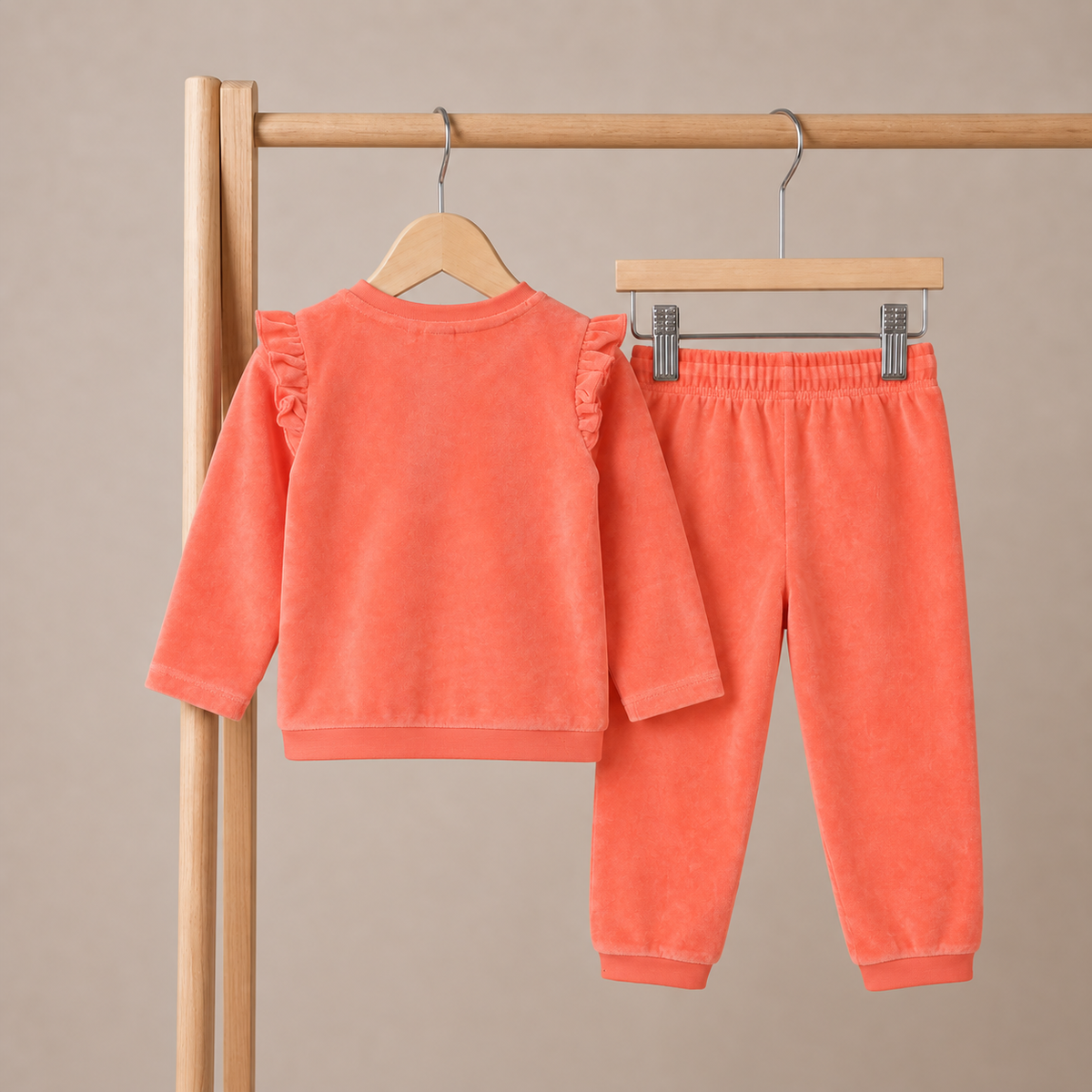 Baby Girls Floral  Embroidered 2pc Set, Peach