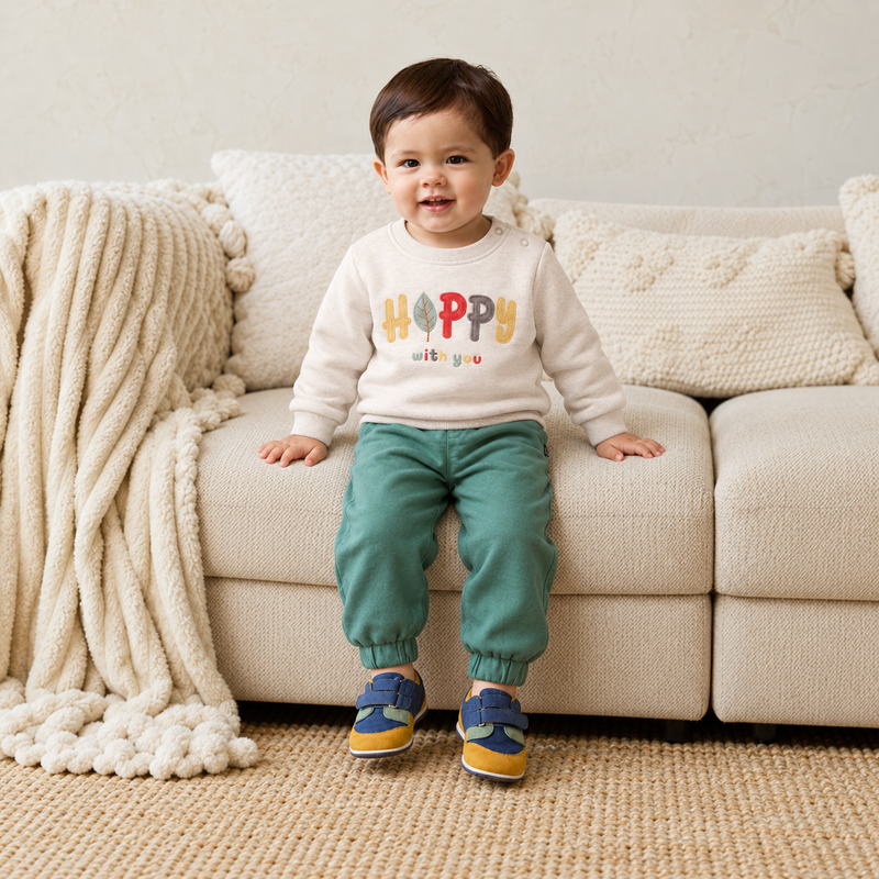 Baby Unisex Graphic Printed Sweatshirt, White