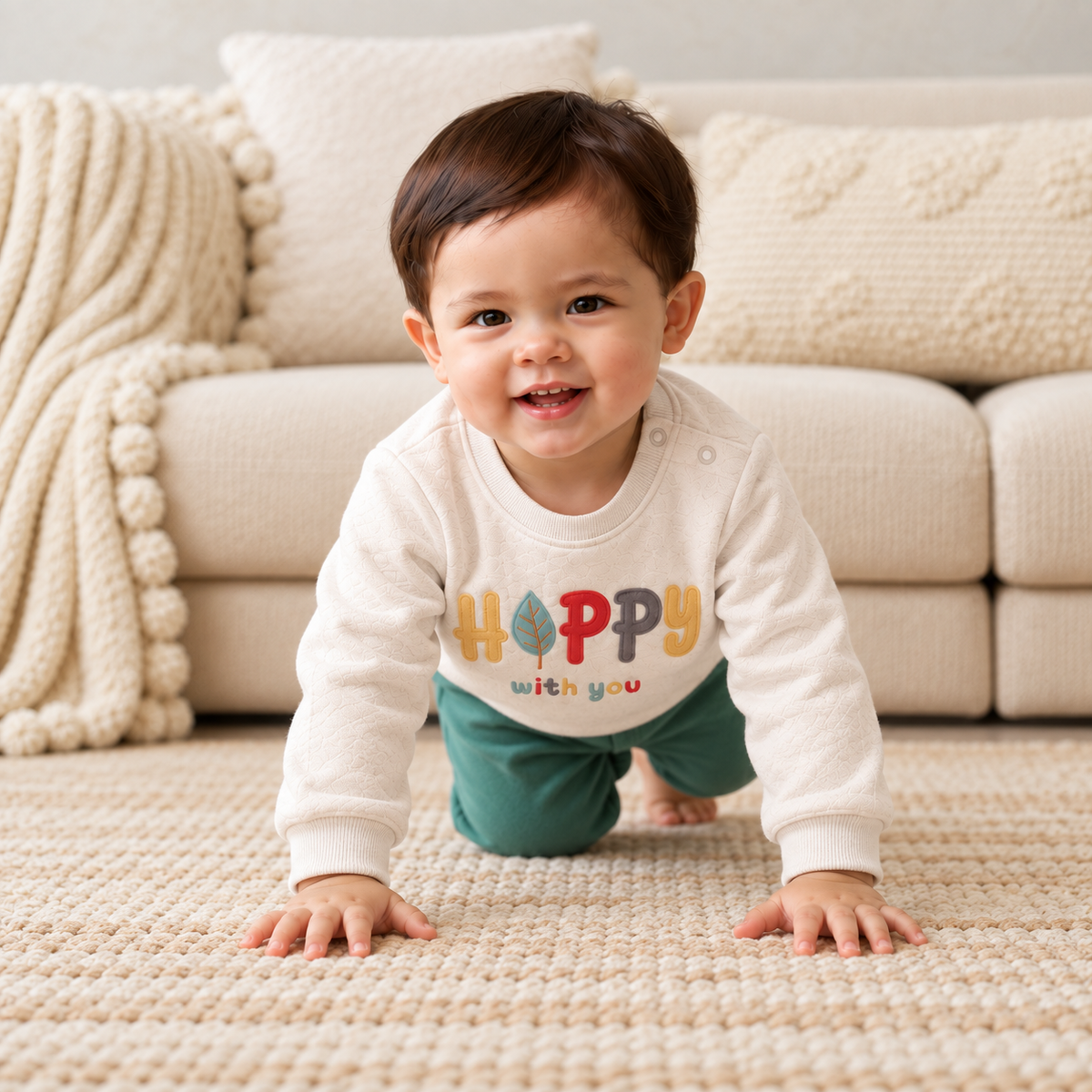 Baby Unisex Graphic Printed Sweatshirt, White