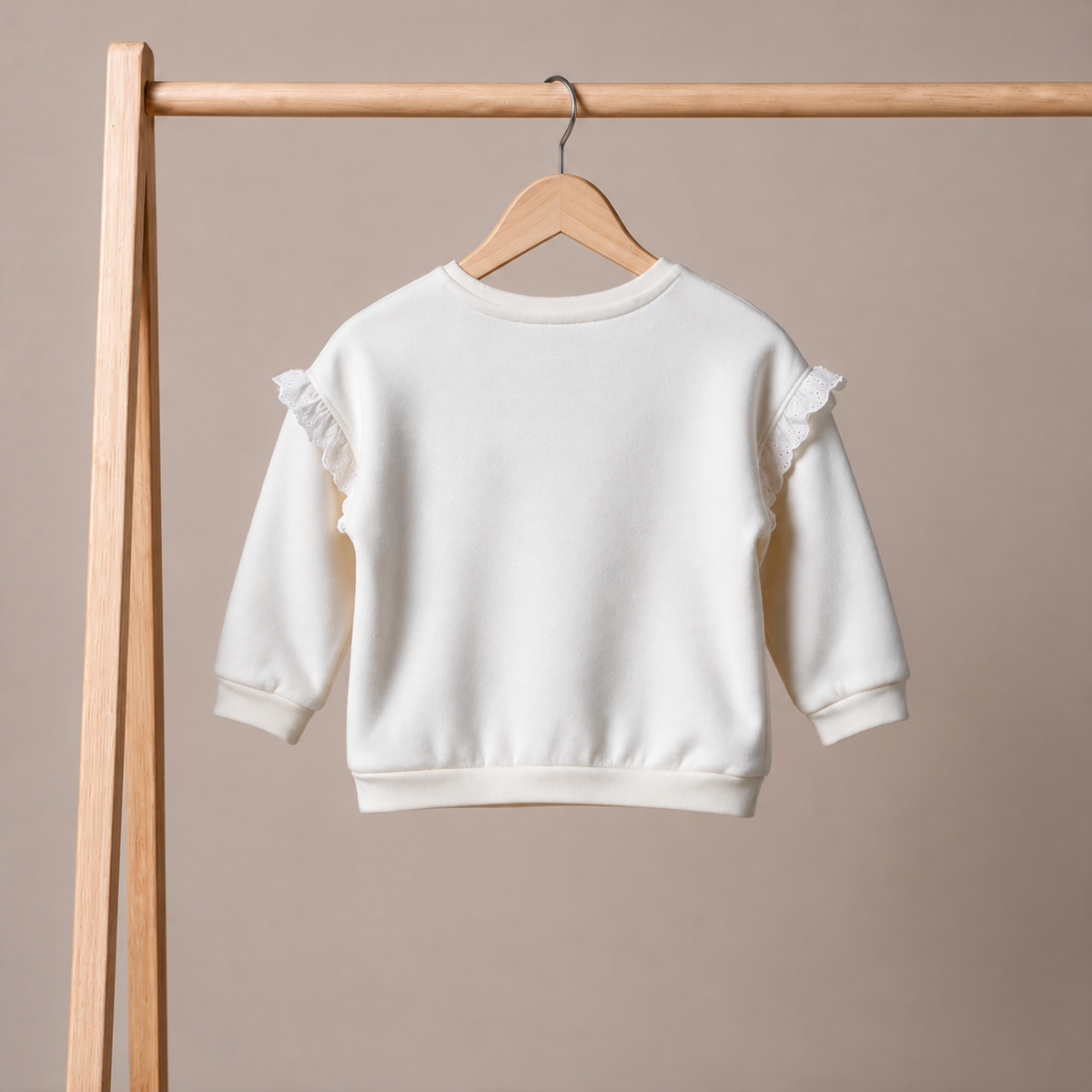 Baby Girls Bunny & Floral Embroidered Ruffle Sweatshirt, White