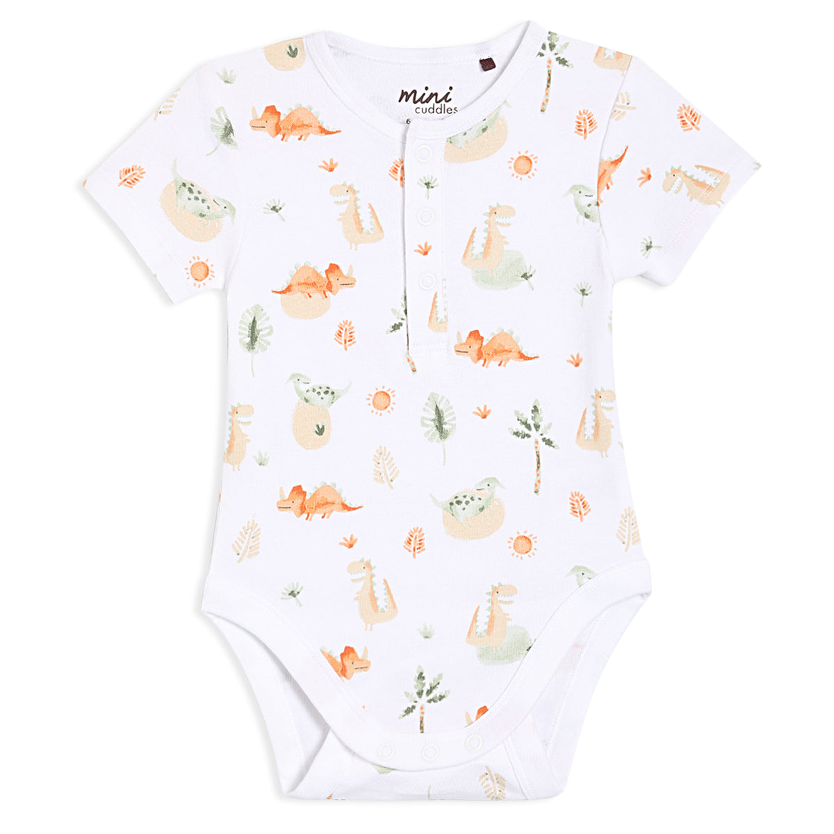 Baby Boys 3pk Dinosaur Print Bodysuits, Multicolour