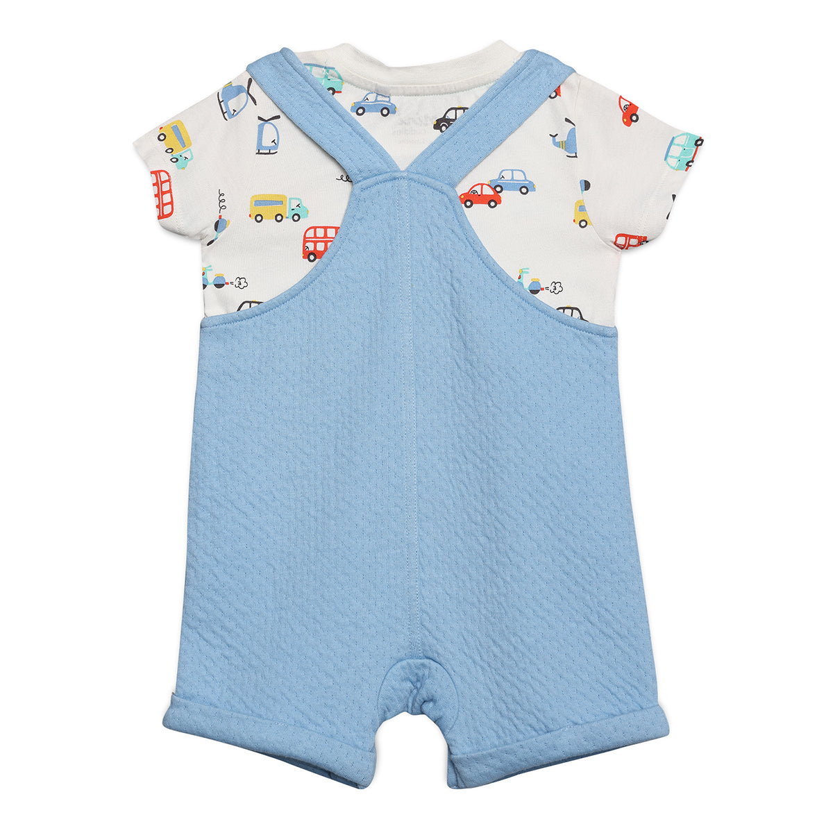 Baby Boys Lion Patch Dungaree Set With Matching Cap, Blue