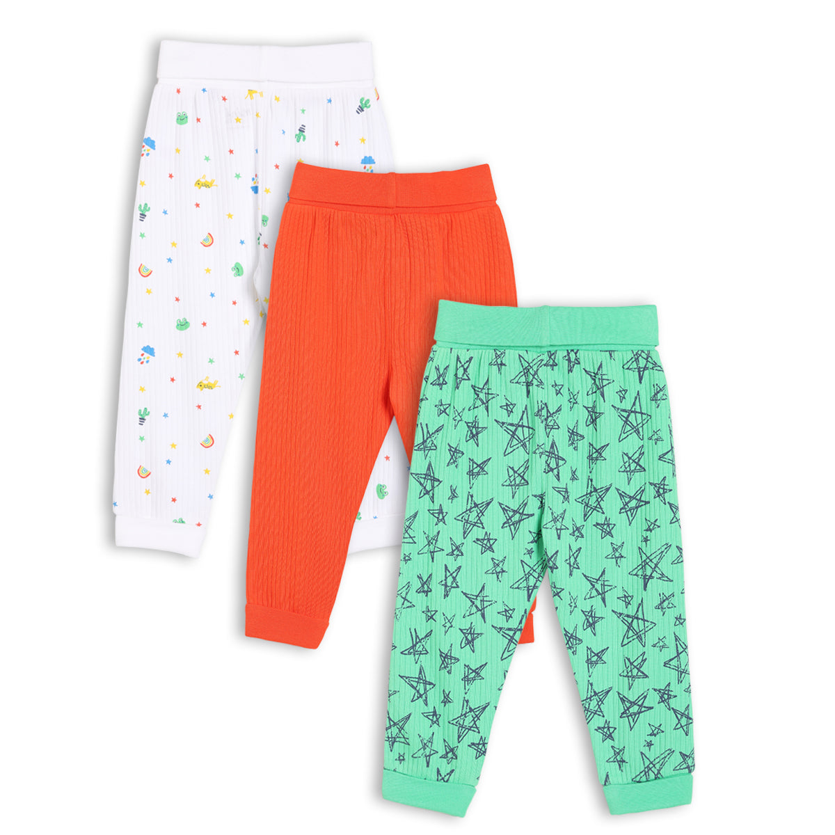 Baby Boys 3pk Printed & Solid Joggers, Multicolour