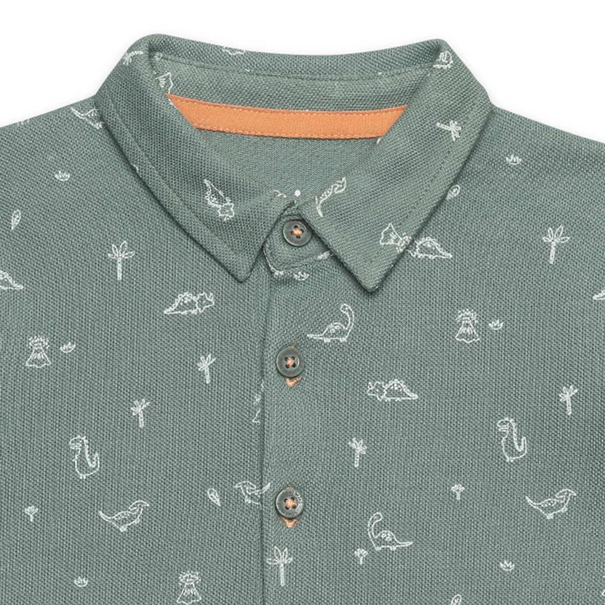 Baby Boys All-Over Dinosaur Printed Polo T-Shirt, Green