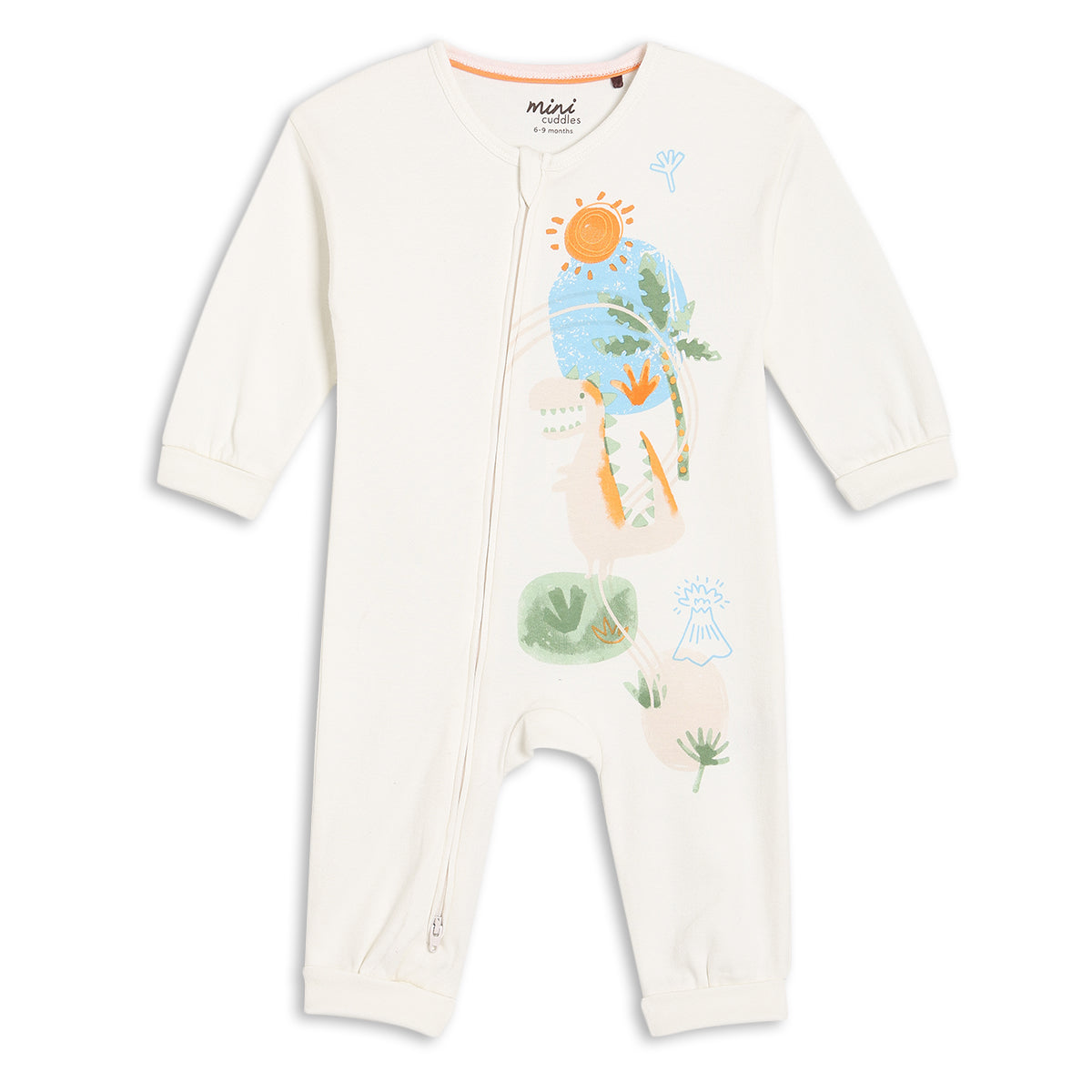 Baby Boys Dinosaur Print Romper, Off White