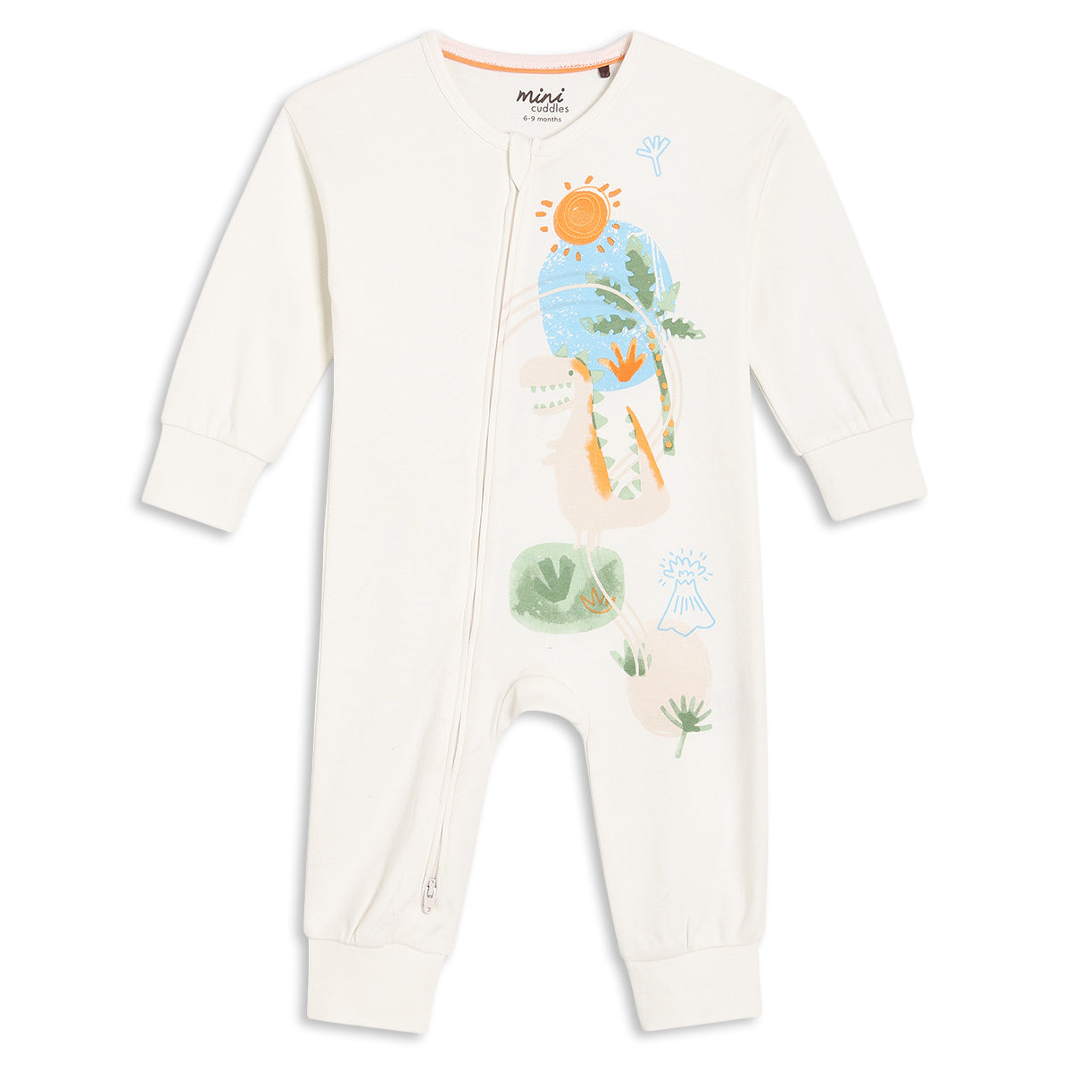 Baby Boys Dinosaur Print Romper, Off White