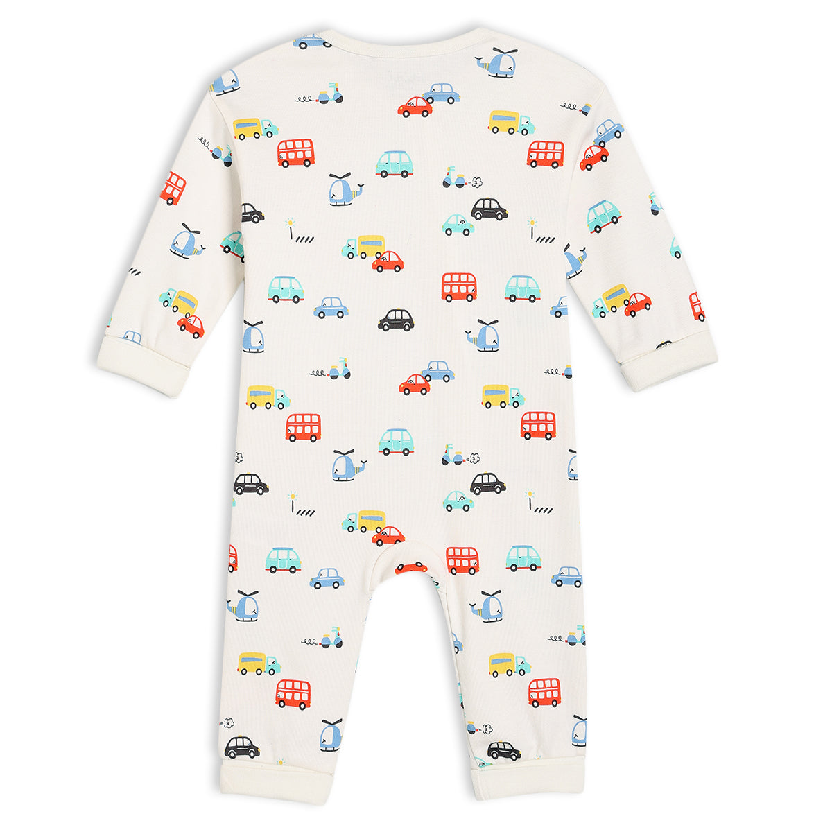 Baby Boys Vehicle Printed Romper, Multicolour