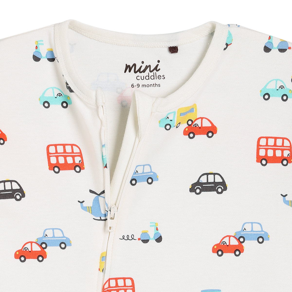 Baby Boys Vehicle Printed Romper, Multicolour