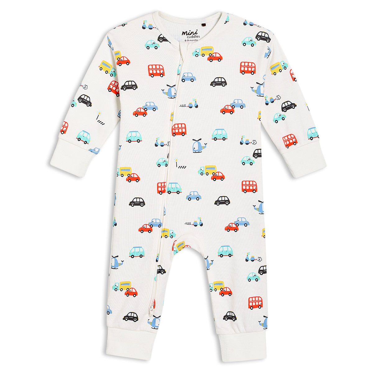 Baby Boys Vehicle Printed Romper, Multicolour
