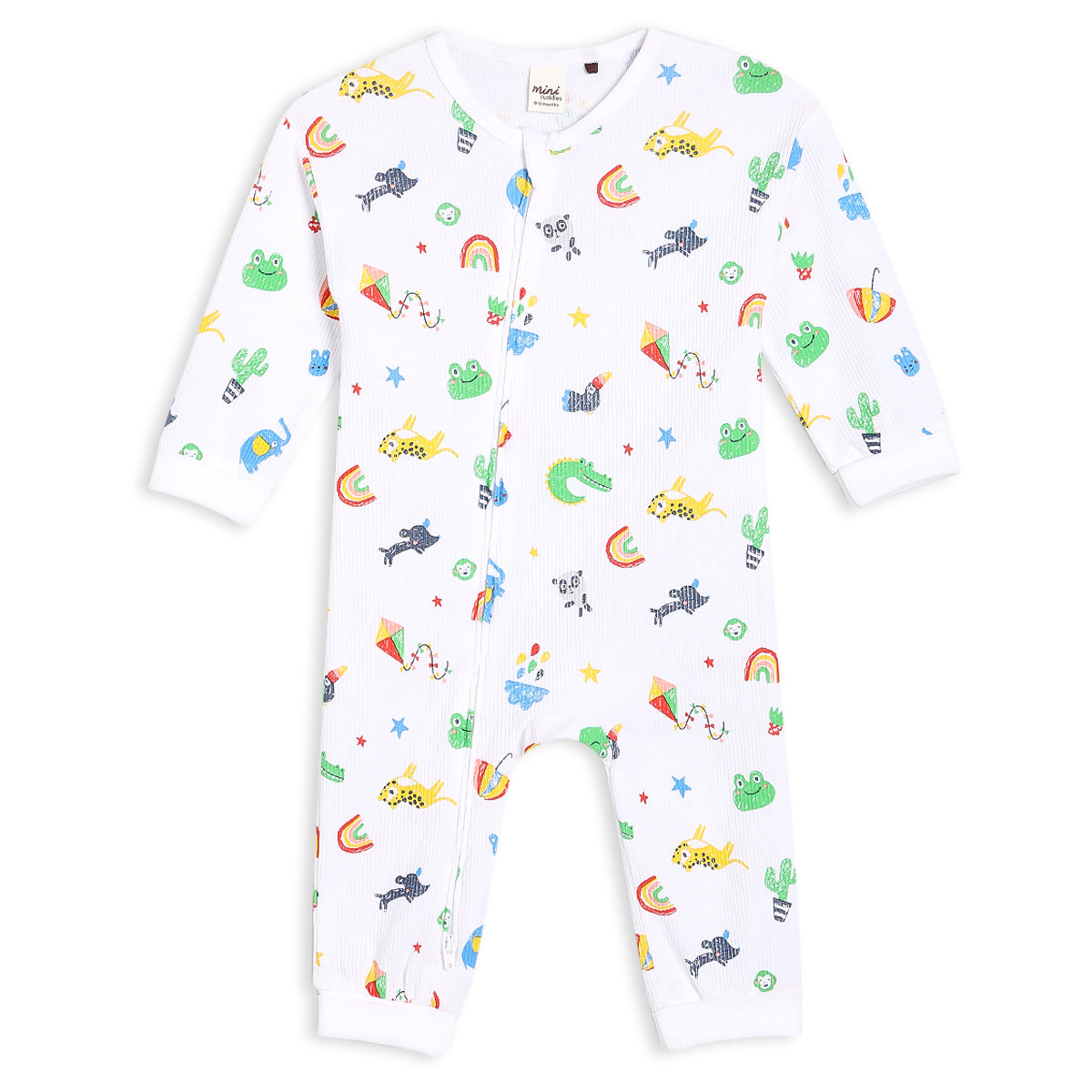 Baby Boys All-Over Animal & Rainbow Printed Romper, Multicolour