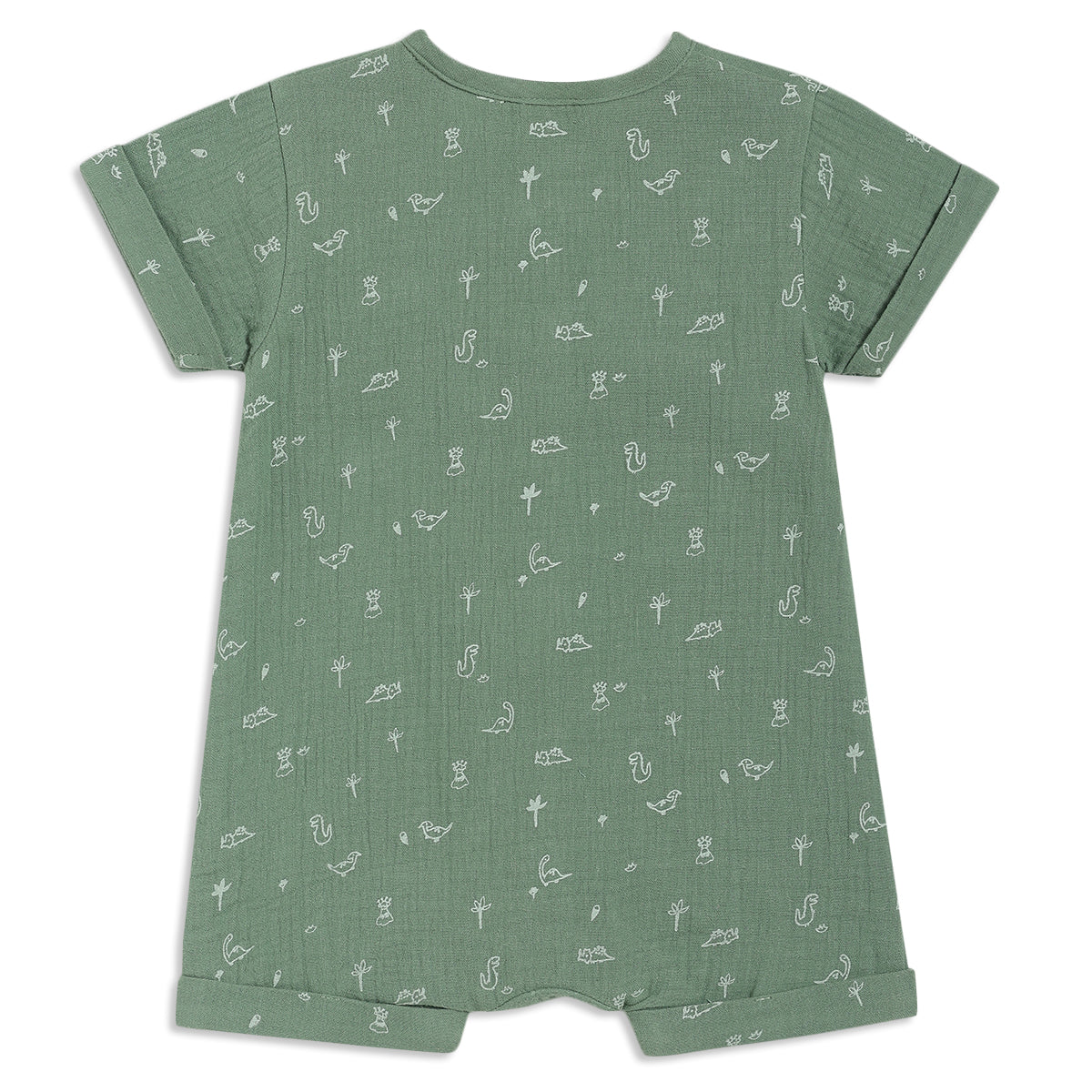Baby Boys Dino Printed Romper, Green