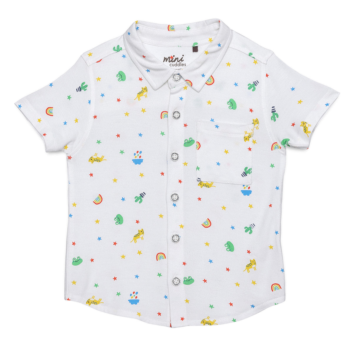 Baby Boys All-Over Animal & Star Printed Shirt, White