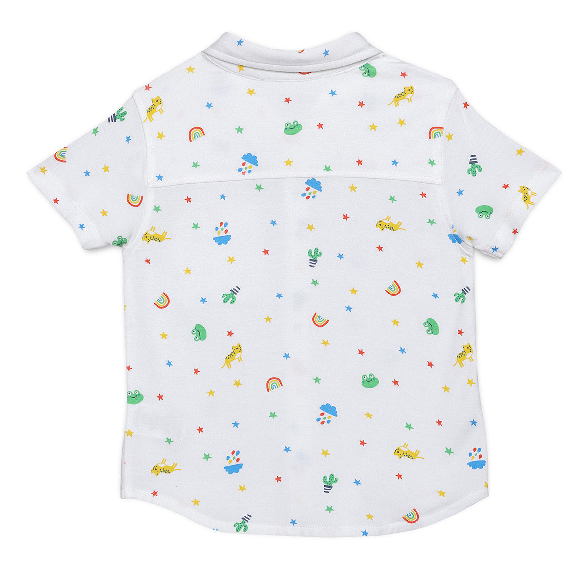 Baby Boys All-Over Animal & Star Printed Shirt, White