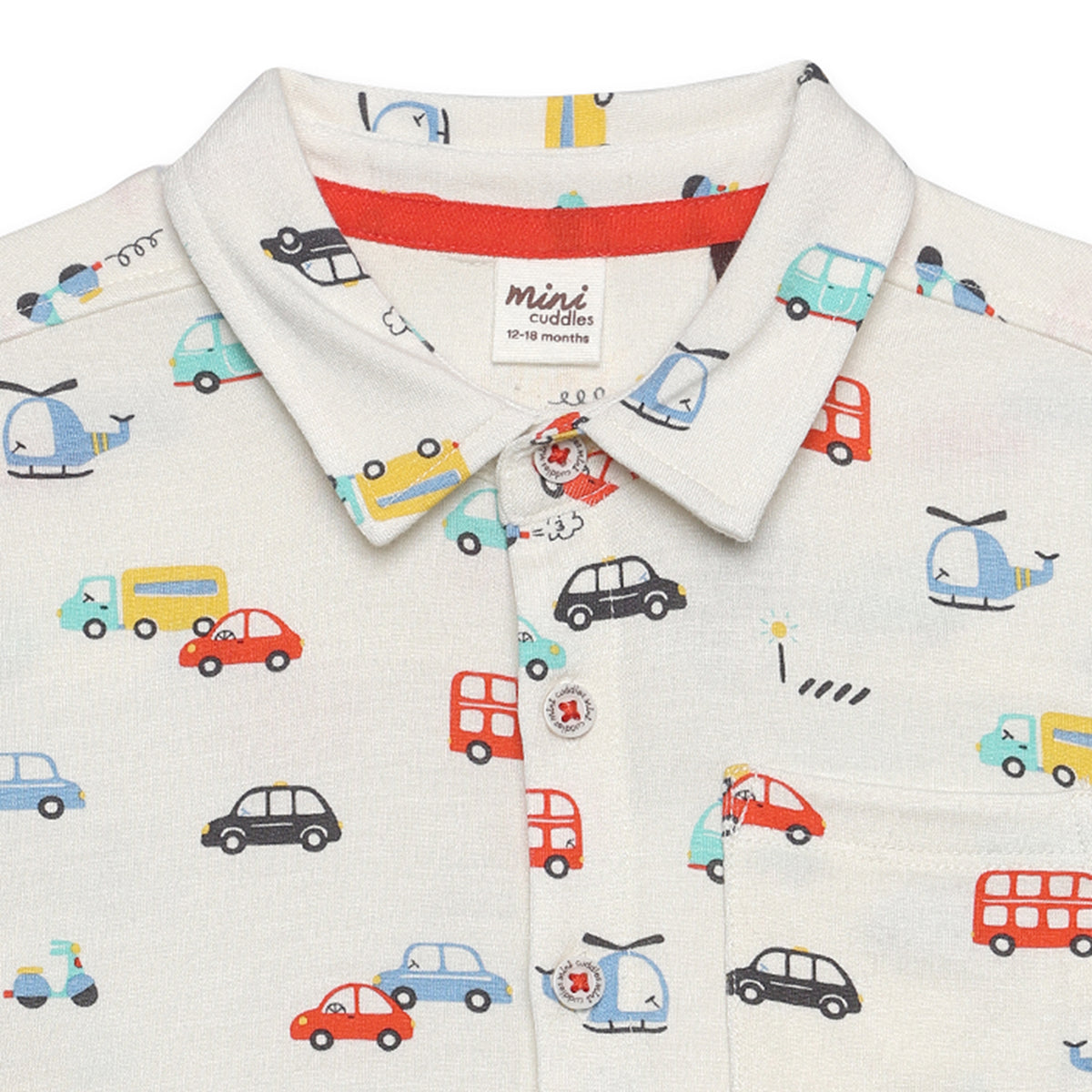 Baby Boys All-Over Vehicle Printed Shirt, Multicolour