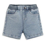 Baby Boys Denim Shorts with Adorable Lion Patch Detail