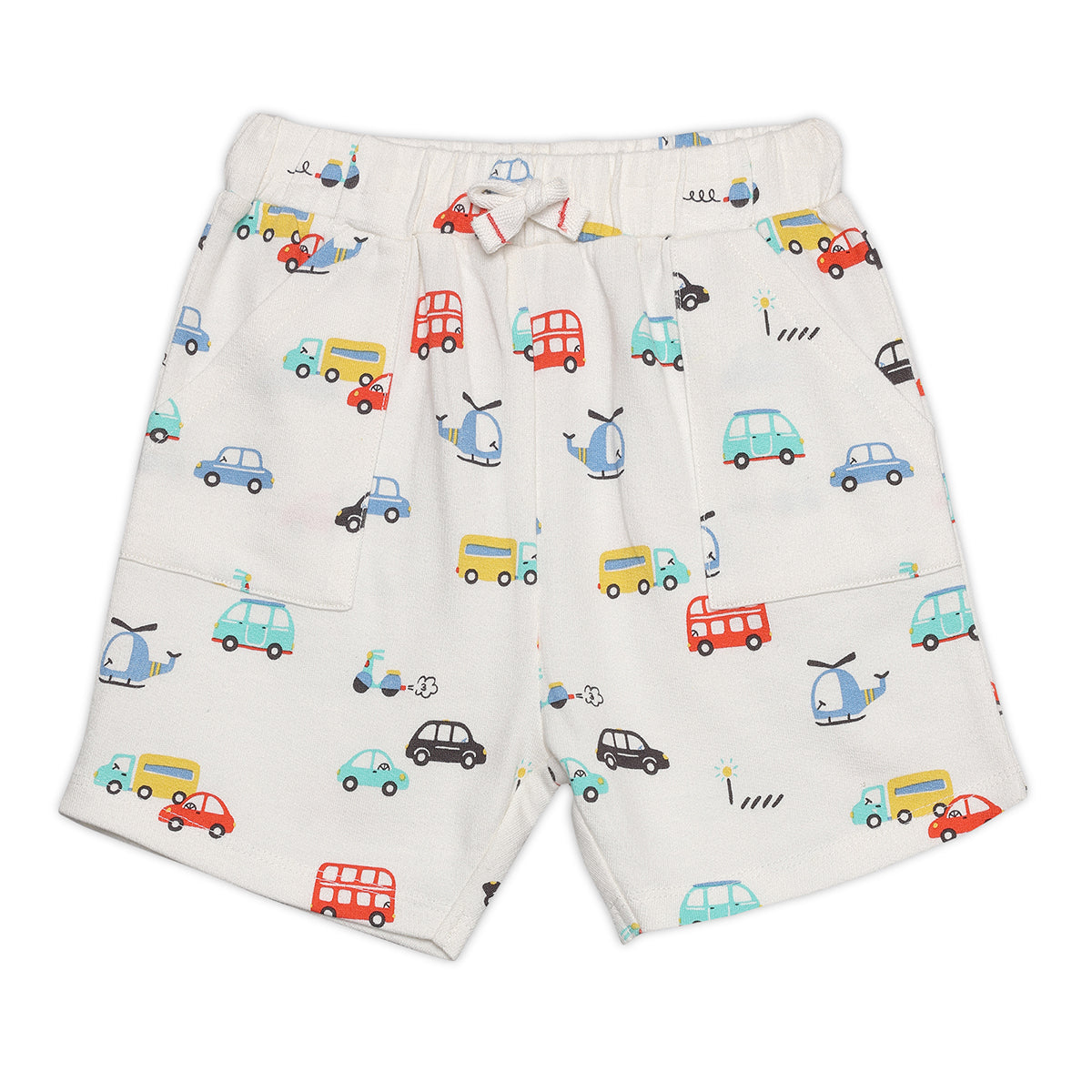 Baby Boys 3pk Vehicle Print And Solid Shorts, Multicolour