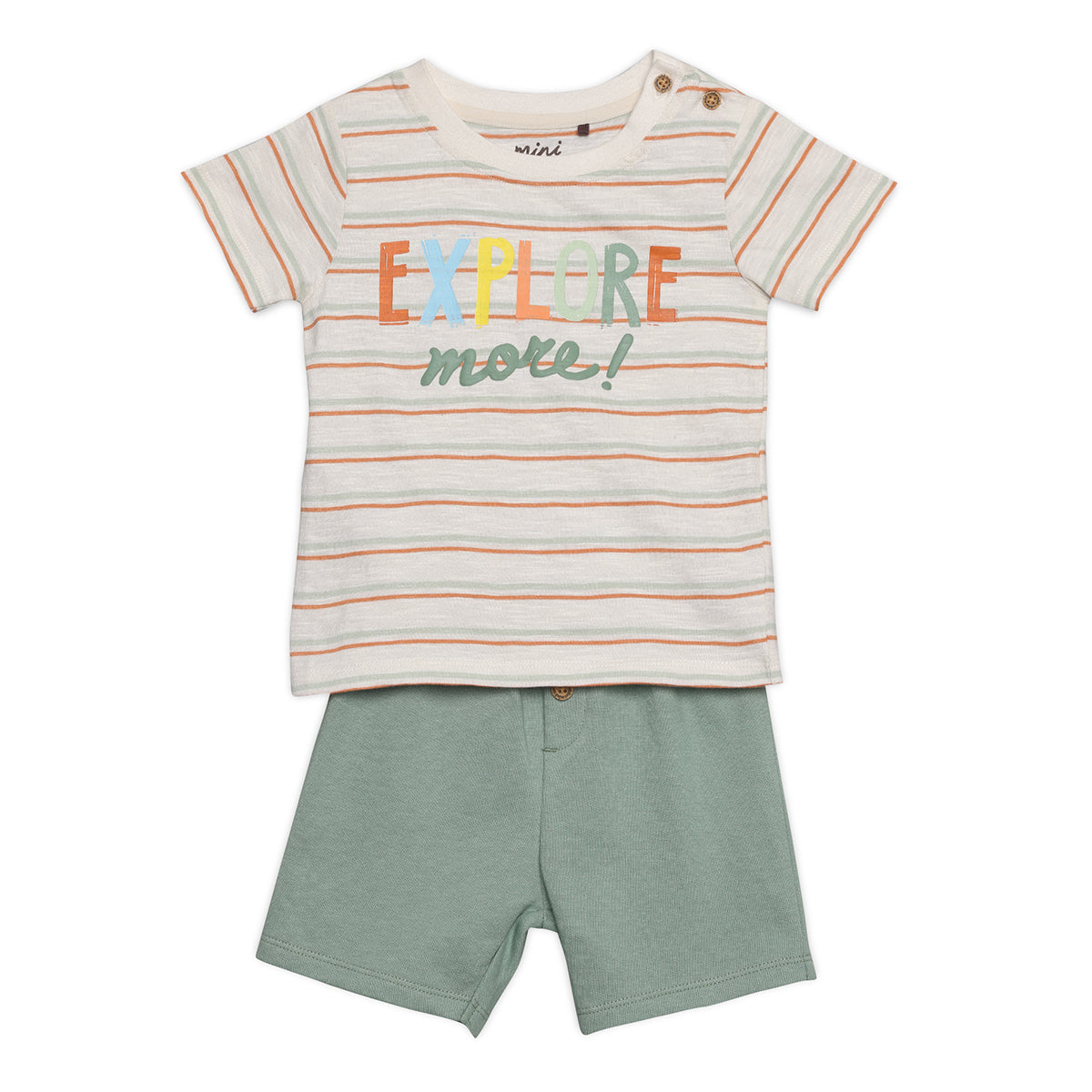 Baby Boys Striped 2pc Set, Multicolour