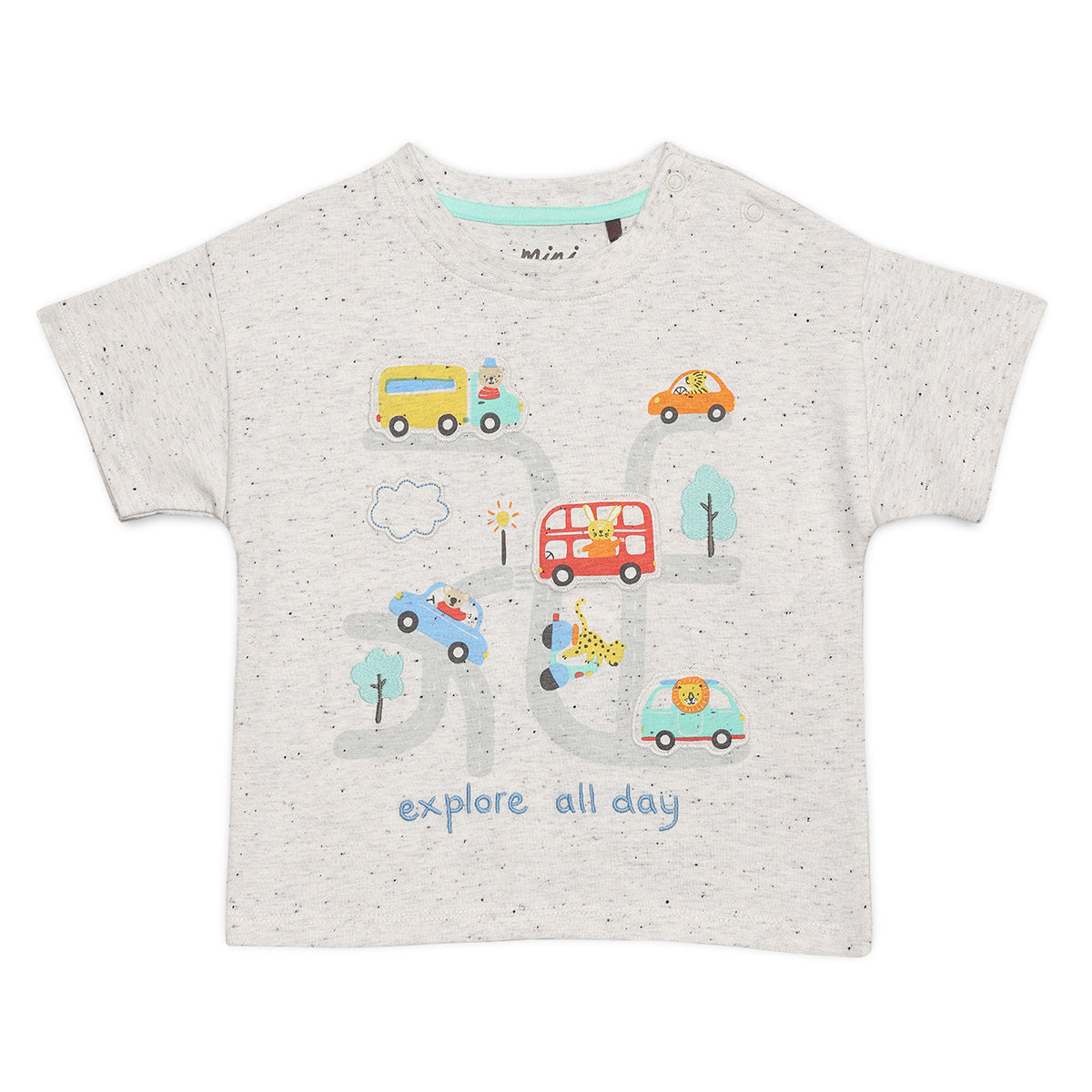 Baby Boys Vehicle Printed T-Shirt, Grey