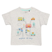 Baby Boys Vehicle Printed T-Shirt, Grey