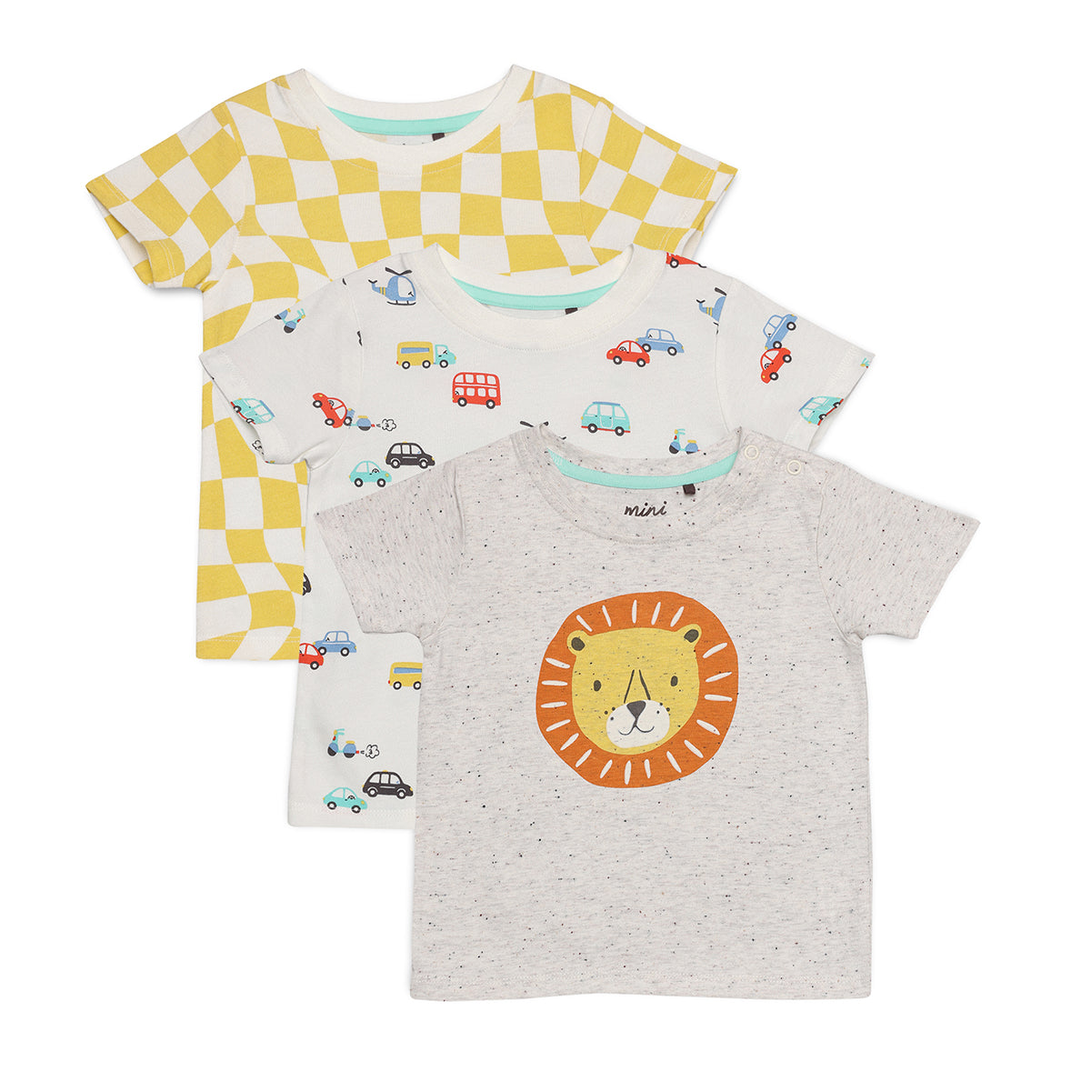 Baby Boys 3pk Printed T-Shirts, Multicolour