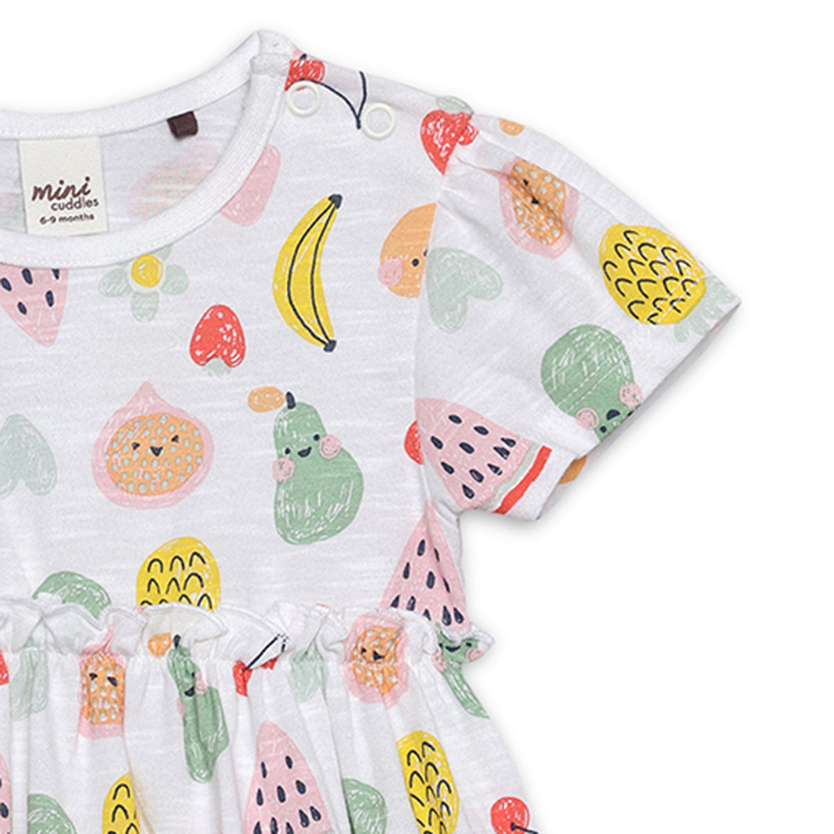 Baby Girls All-Over Fruit Printed Dress, White