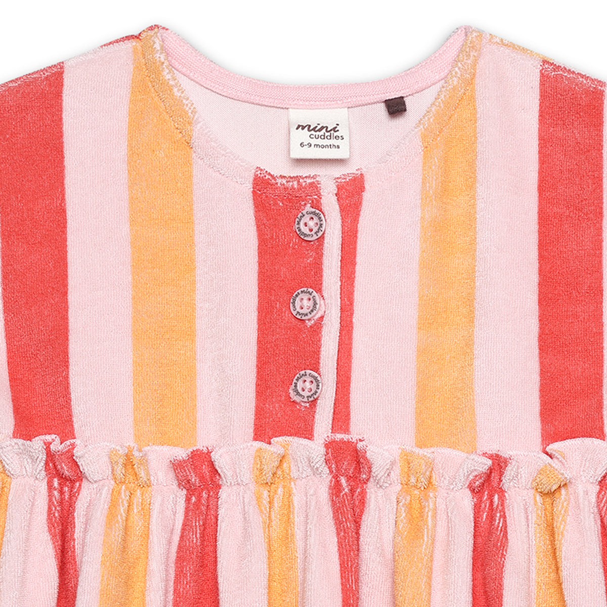 Baby Girls Striped Dress, Multicolour