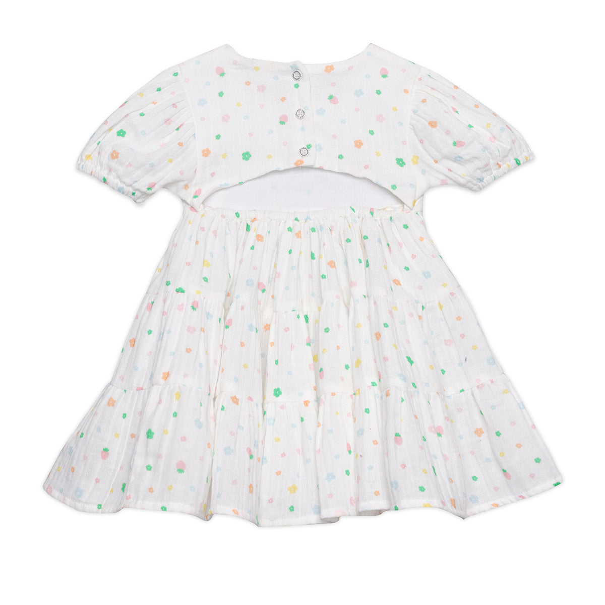 Baby Girls Floral Print Dress, White