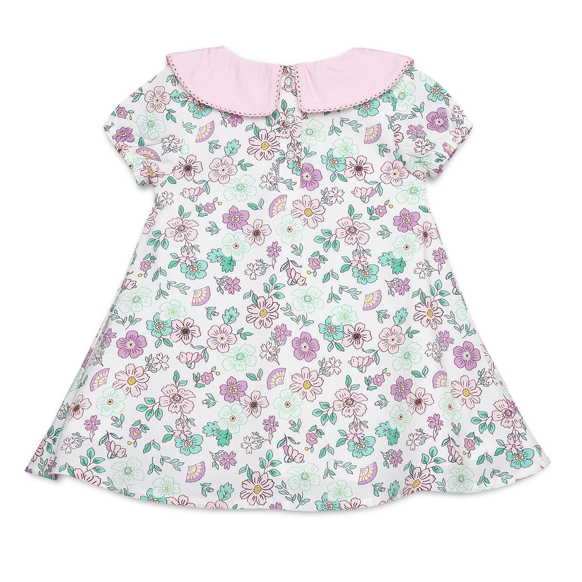 Baby Girls Floral Print Dress, Multicolour