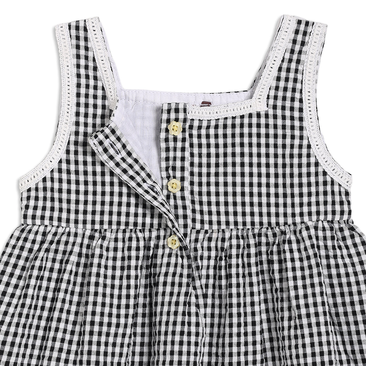 Baby Girls Checked Woven Dress, Black