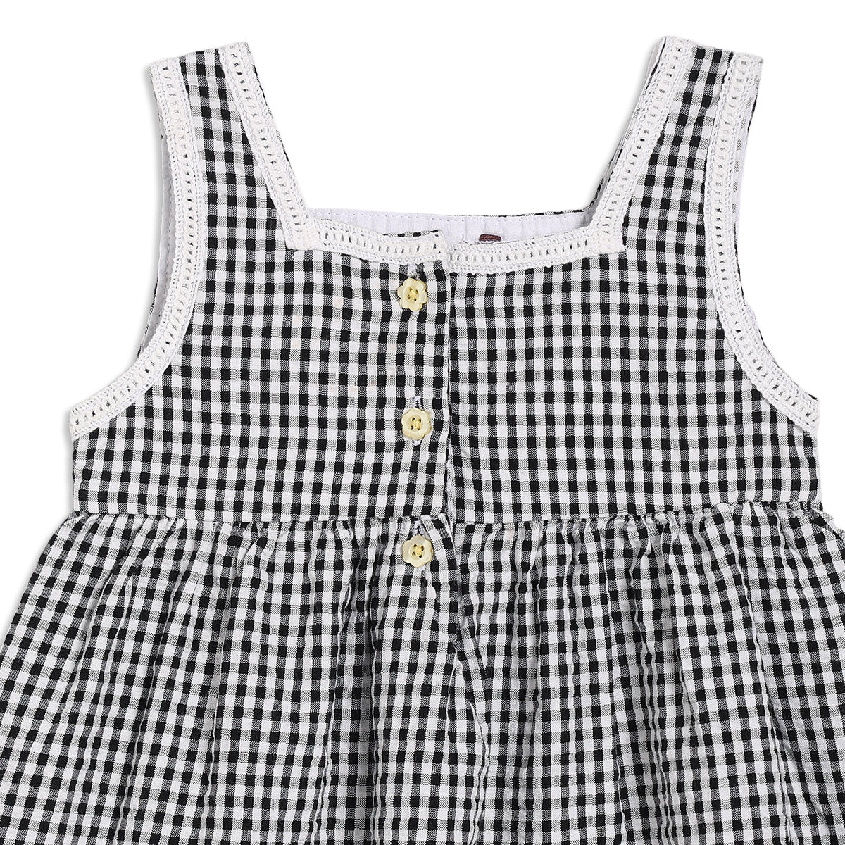 Baby Girls Checked Woven Dress, Black