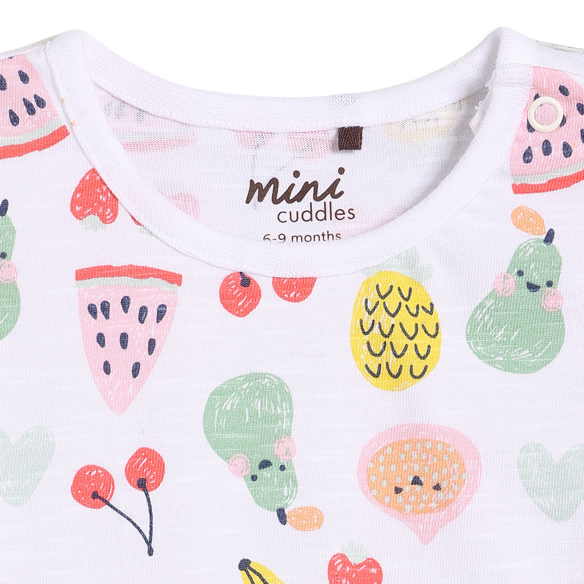 Baby Girls Fruit Print Dungaree 2pc Set , Multicolour