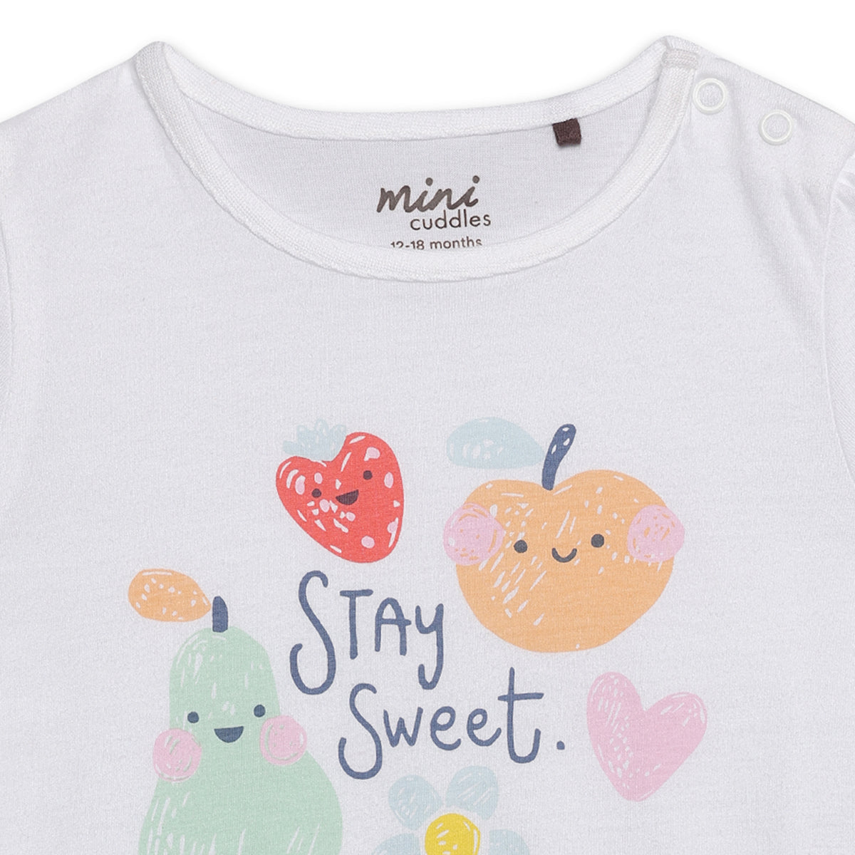 Baby Girls 3pk Fruit Print And Solid Tops, Multicolour