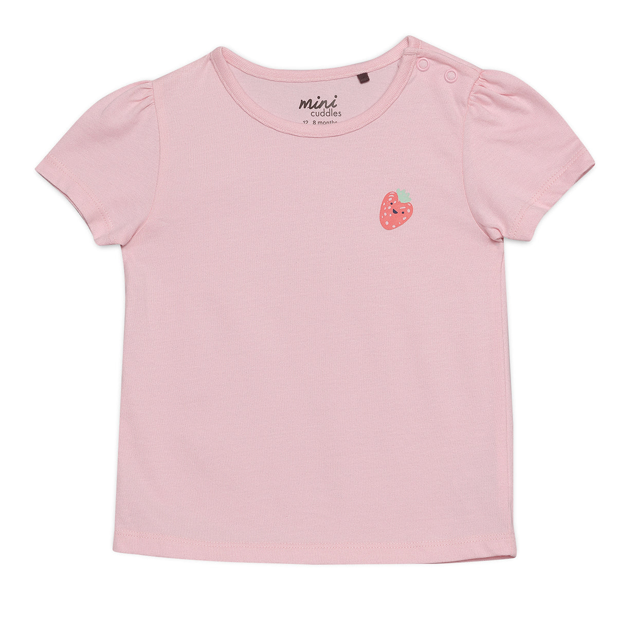 Baby Girls 3pk Fruit Print And Solid Tops, Multicolour