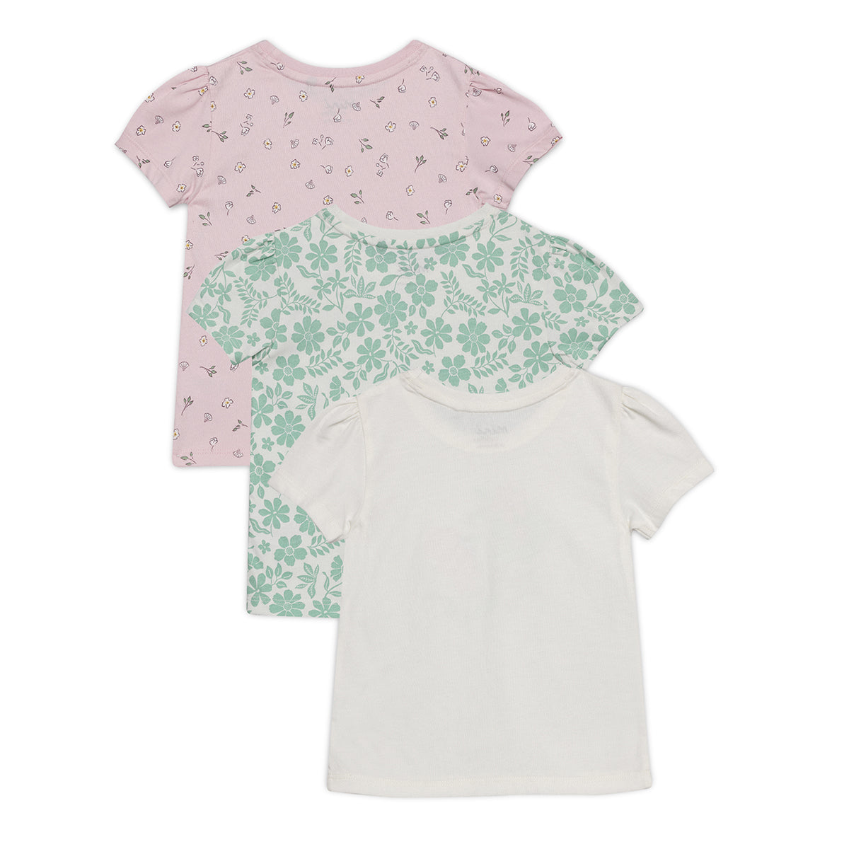 Baby Girls 3pk Floral Printed Tops, Multicolour
