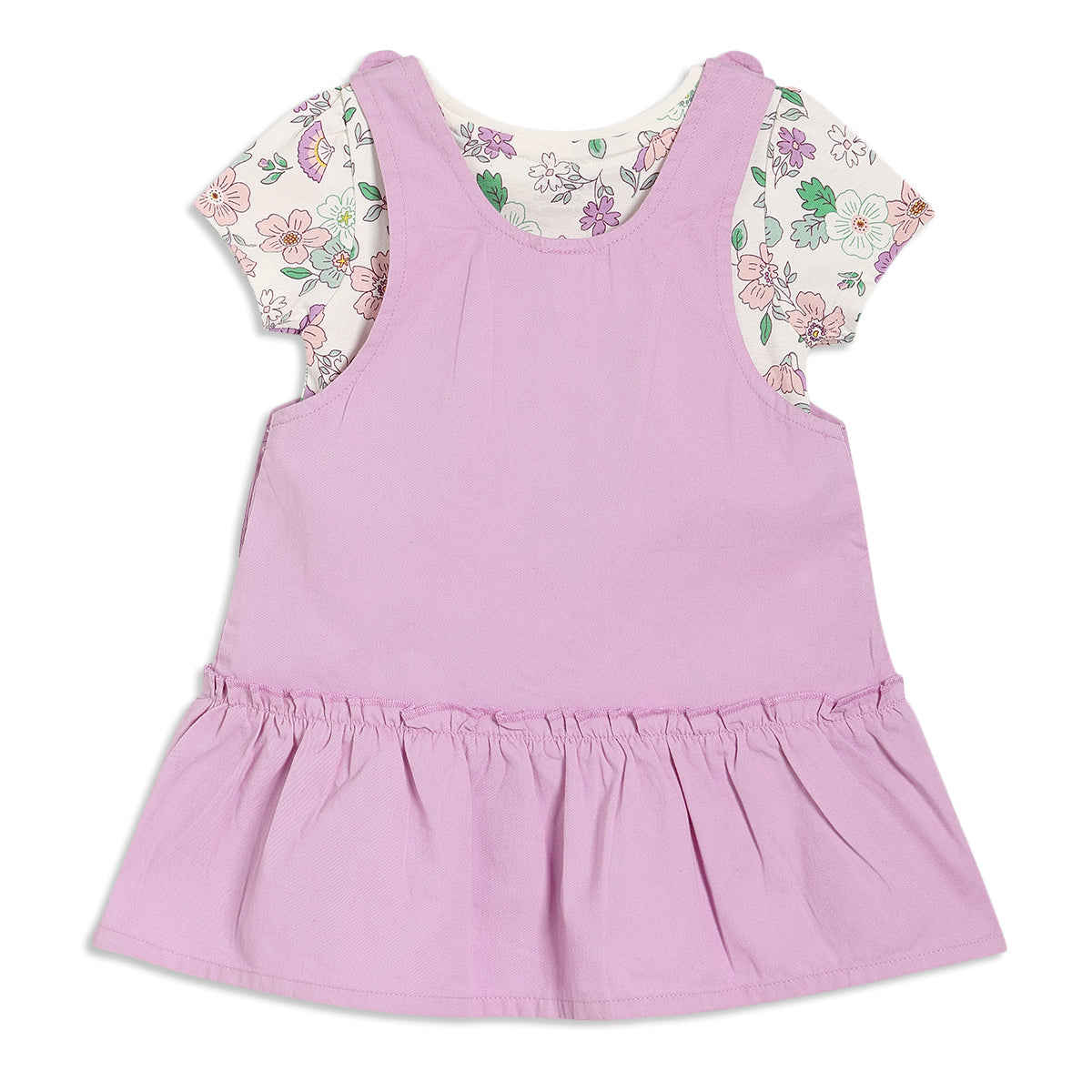 Baby Girls Floral 2pc Pinny Set, Multicolour
