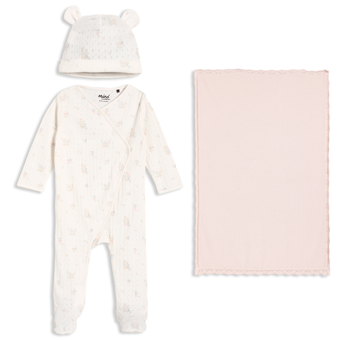 Baby Girl Floral Print 3pc Essentials Gift Set, Multicolour