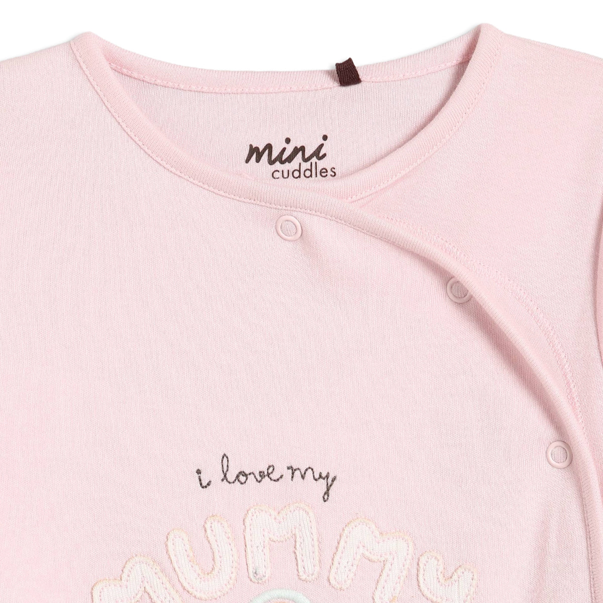 Baby Girls Typographic Sleepsuit, Pink